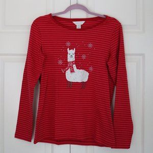 Christoper & Banks NWT Red Llama Long Sleeve Tee